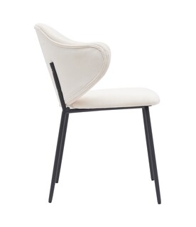 Foto 3 | Silla Tapizada En Tela Beige Con Asiento Acolchado De Hule Espuma Y Patas De Metal Negras