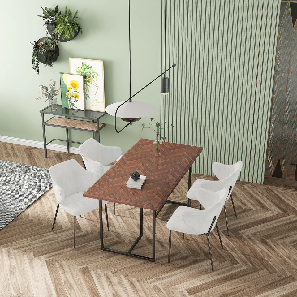 Foto 5 pulgar | Silla Tapizada En Tela Beige Con Asiento Acolchado De Hule Espuma Y Patas De Metal Negras