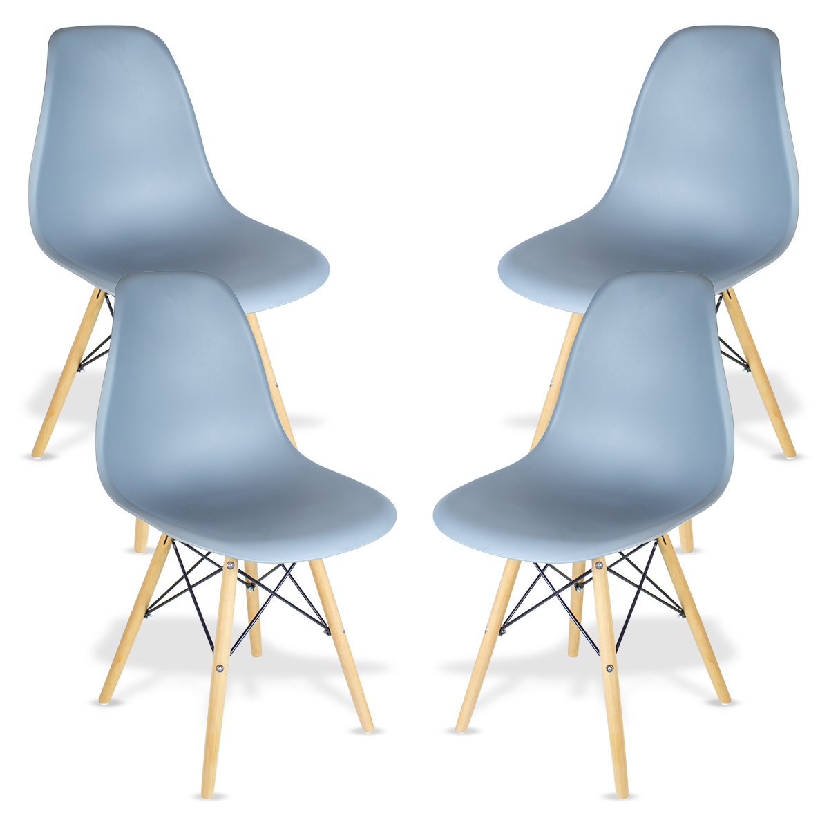 Set de 4 Sillas Eames Steelpro Grises