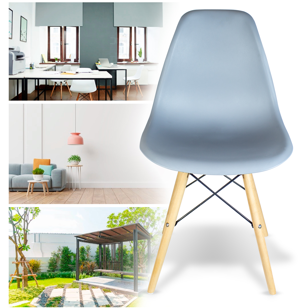 Foto 4 | Set de 4 Sillas Eames Steelpro Grises