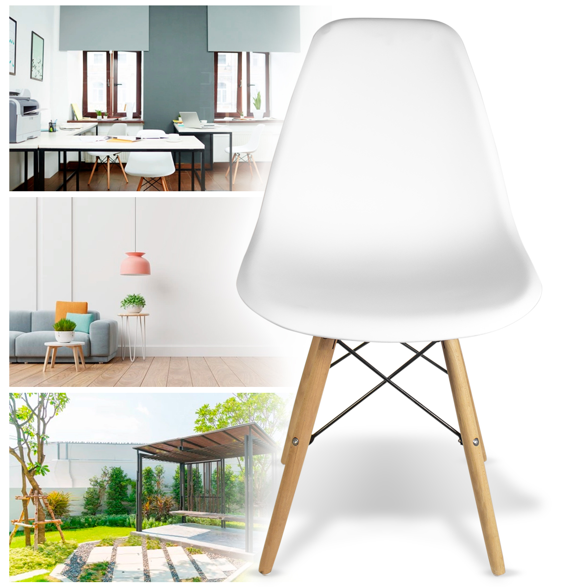 Foto 4 | Set de 4 Sillas Eames Steelpro Blancas