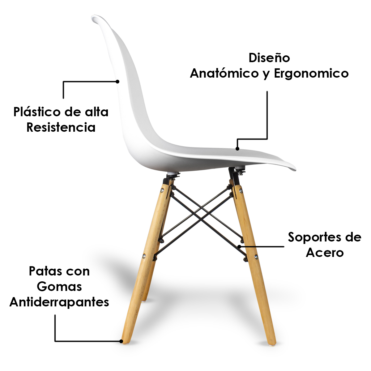 Foto 6 pulgar | Set de 4 Sillas Eames Steelpro Blancas