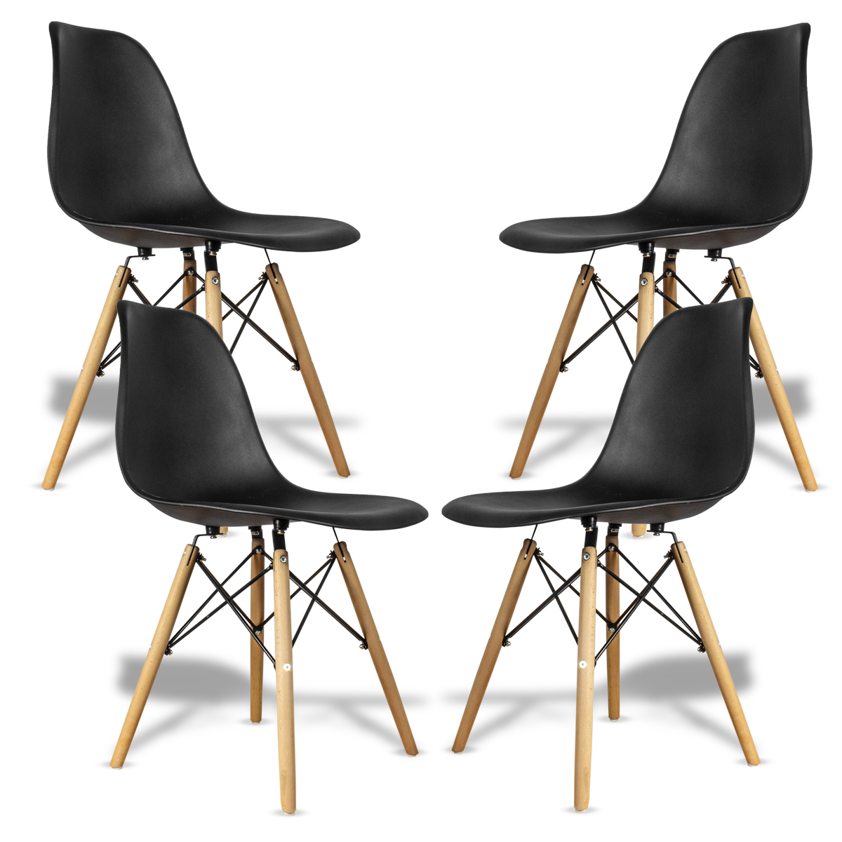 Set de 4 Sillas Eames Steelpro Negras