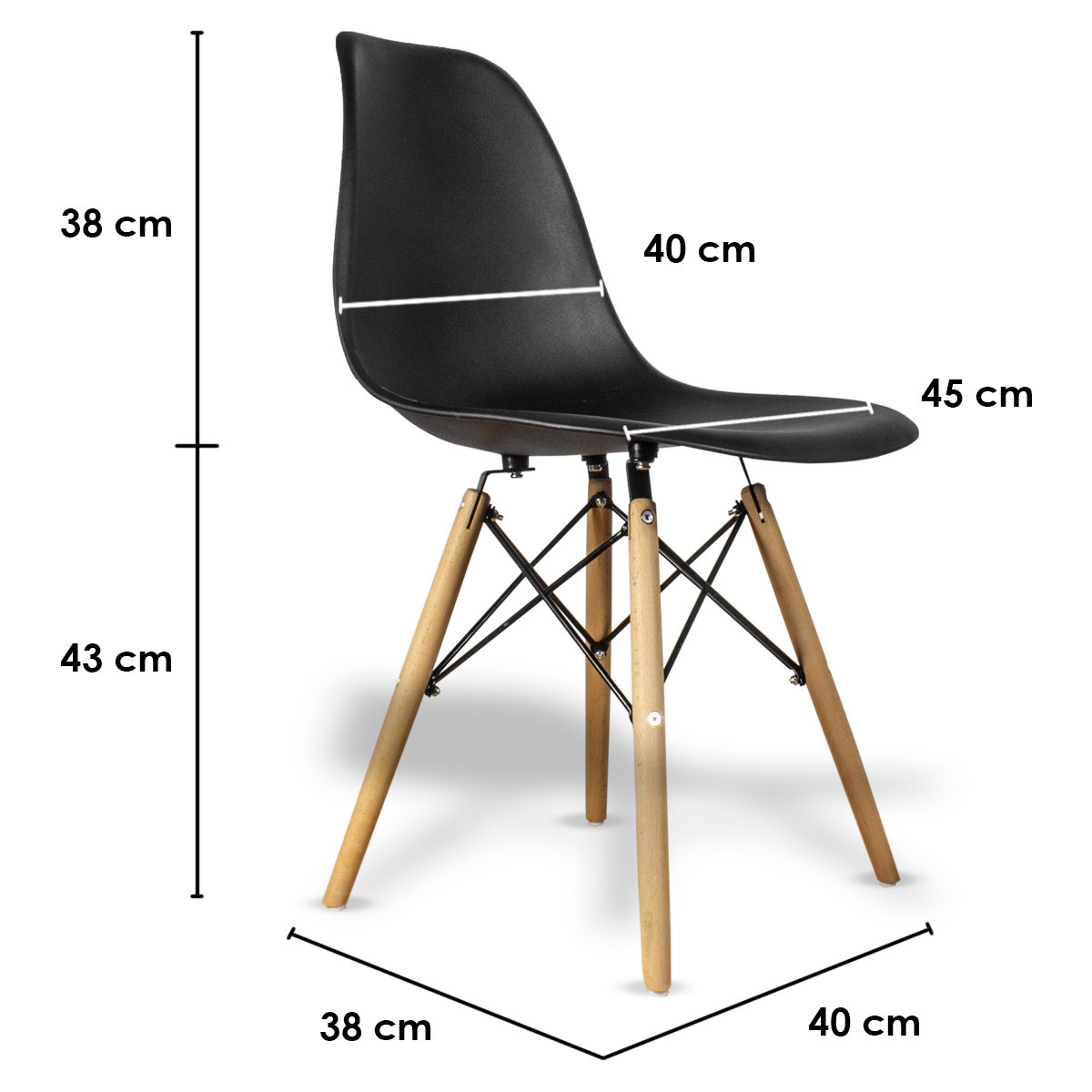 Foto 4 pulgar | Set de 4 Sillas Eames Steelpro Negras