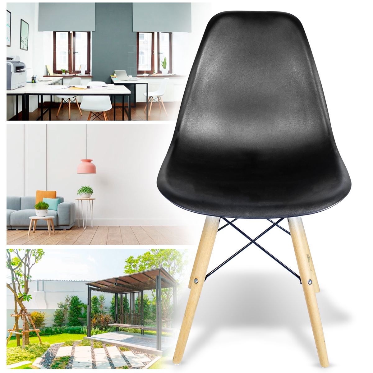 Foto 5 pulgar | Set de 4 Sillas Eames Steelpro Negras