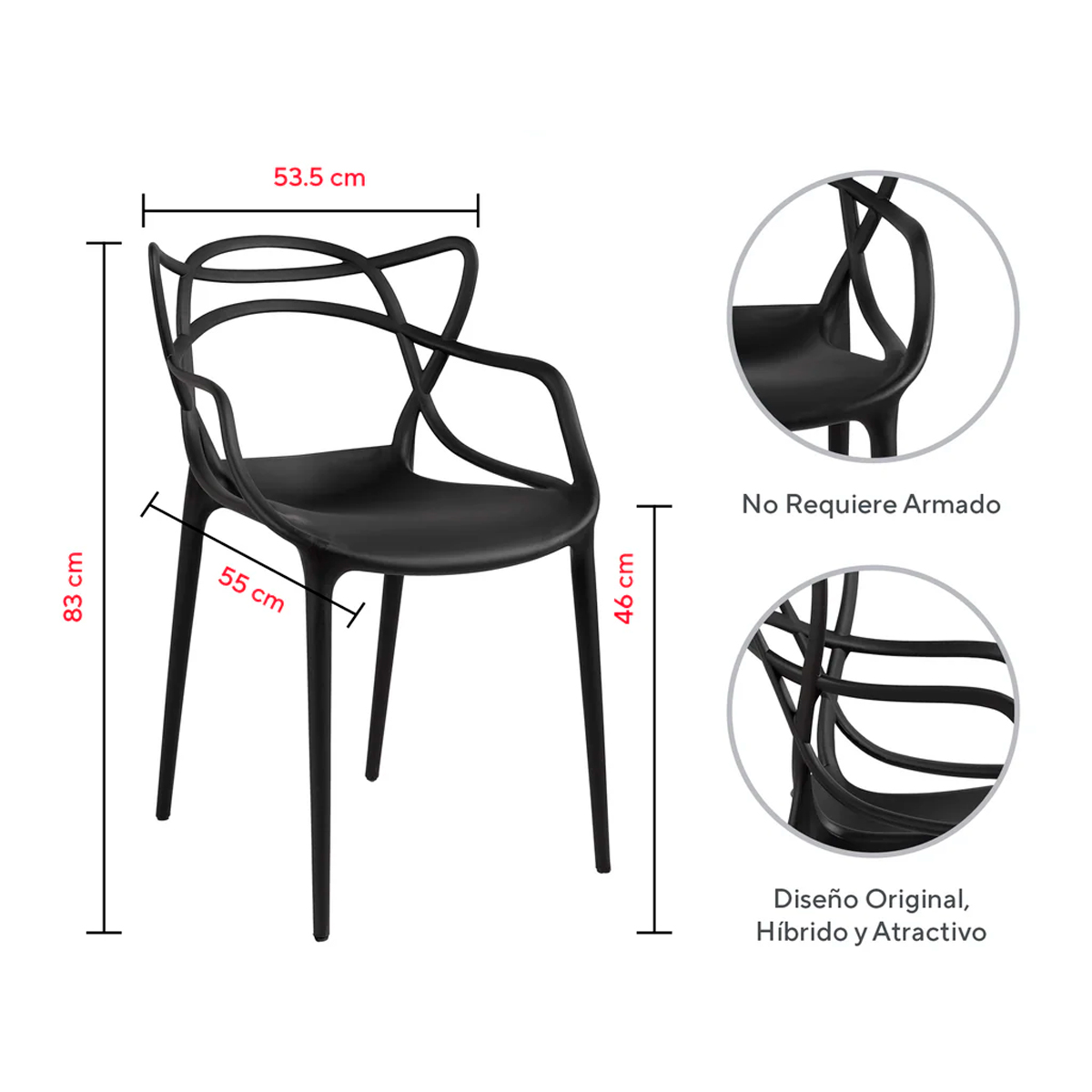 Foto 4 pulgar | Set 4 Sillas Bellair Master De Comedor Restaurante Apilables