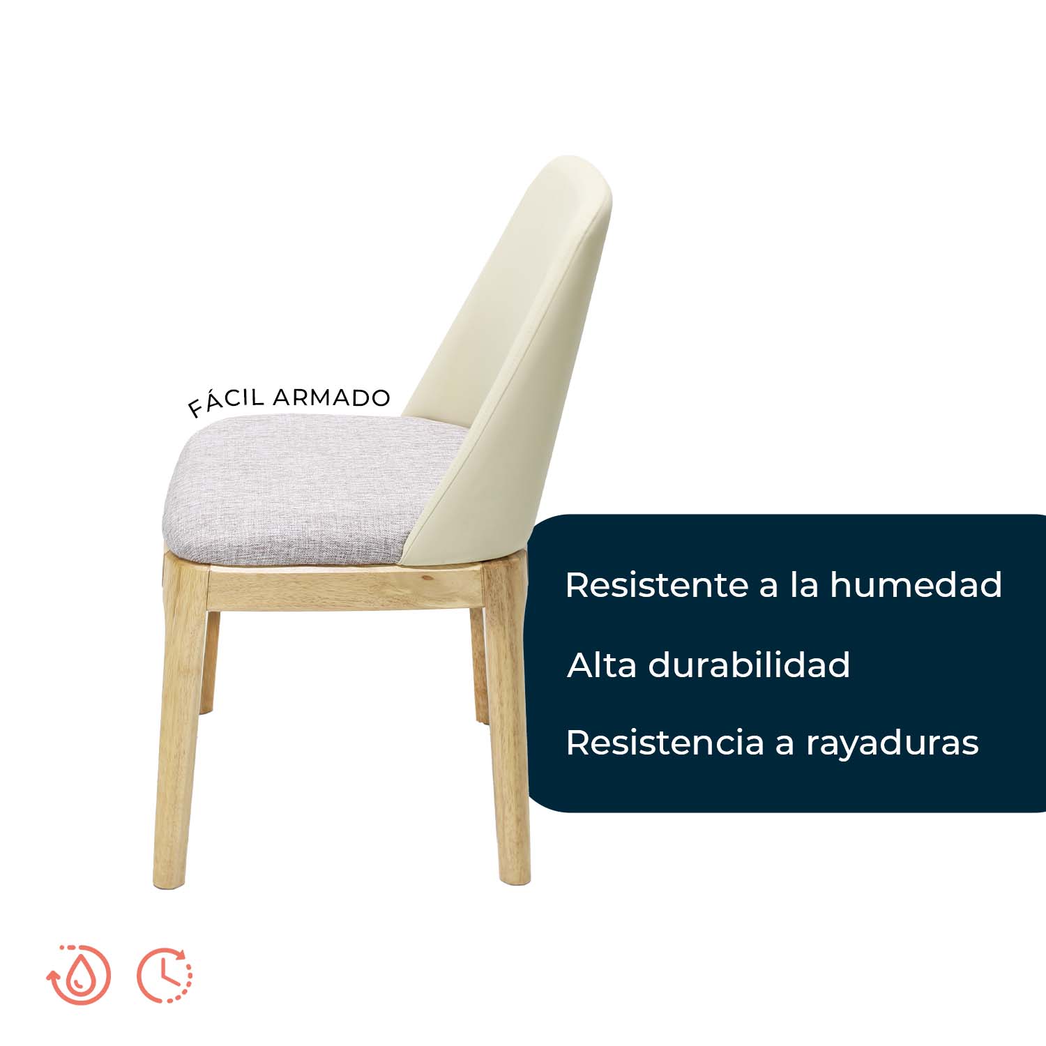 Foto 5 | Set De 2 Sillas De Hogar Peniche 2207 Beige