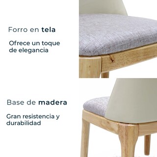 Foto 6 | Set De 2 Sillas De Hogar Peniche 2207 Beige