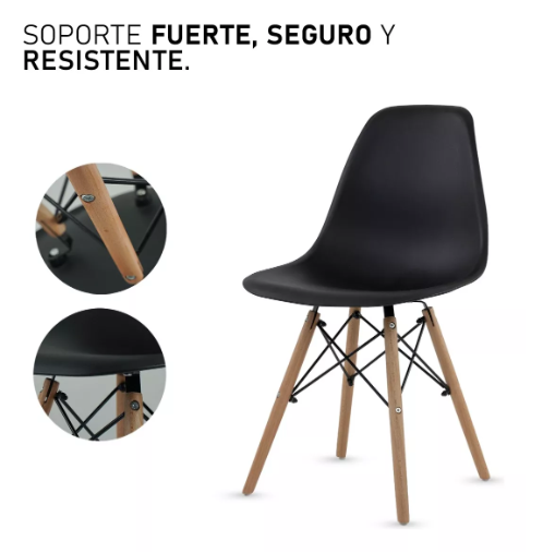 Foto 5 pulgar | Silla Xtellar Para Comedor/negocio Moderna Minimalista Color Negro