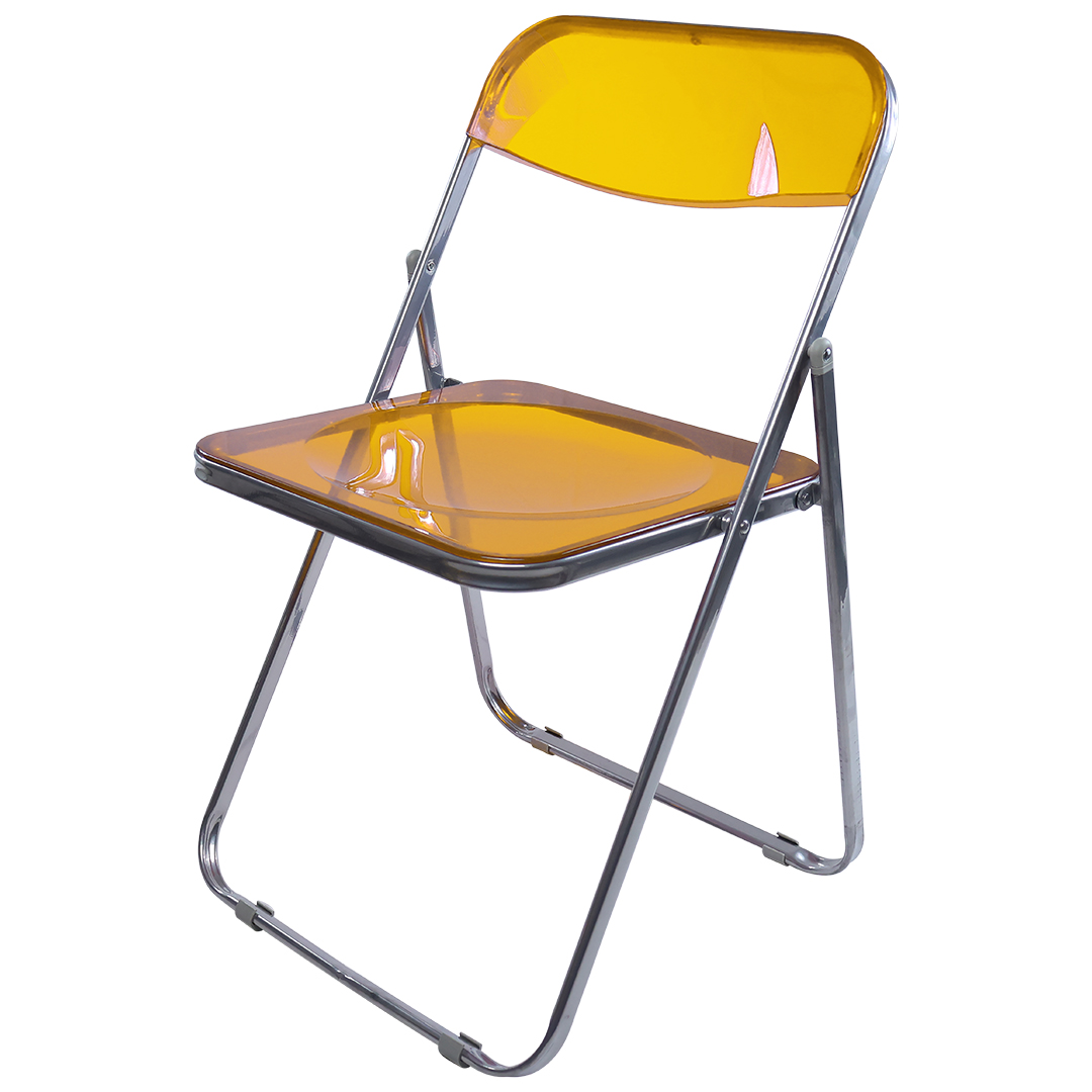 Foto 2 pulgar | Silla Plegable De Plástico Transparente Con Detalles Dorados – 77x44x45 Cm, Modelo Pc041