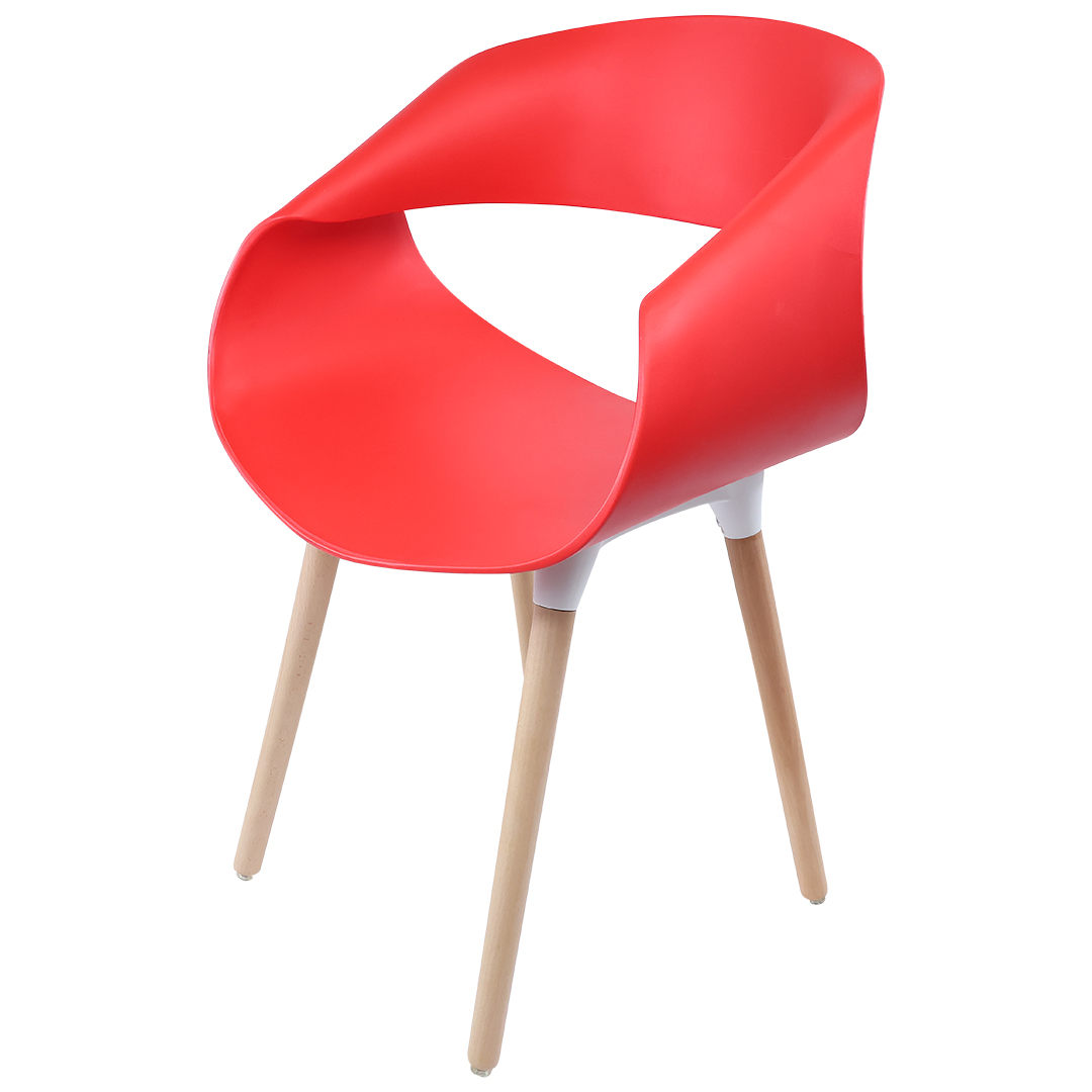 Foto 2 pulgar | Silla Nórdica Roja | Modelo Pc030 – Diseño Escandinavo, 45x52x77 Cm, Asiento Ergonómico Y Patas De Madera Natural