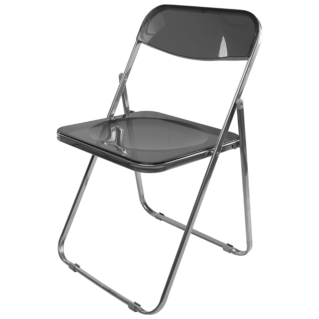 Foto 2 pulgar | Silla Plegable De Plástico Transparente Con Estructura Negra – 77x44x45 Cm, Modelo Pc041