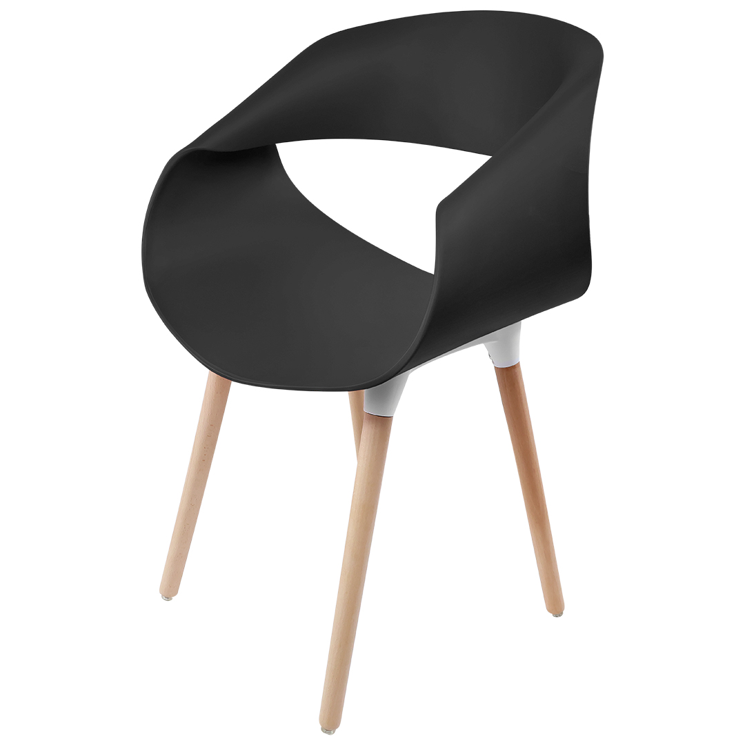 Foto 2 pulgar | Silla Nórdica Negra | Modelo Pc030 – Diseño Escandinavo, 45x52x77 Cm, Asiento Ergonómico Y Patas De Madera Natural