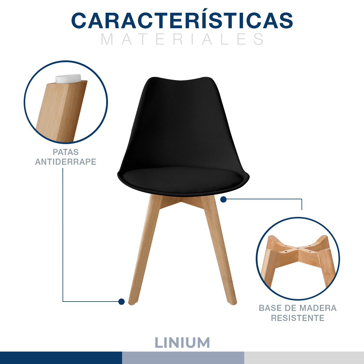 Foto 6 pulgar | Silla Tulip  Minimalista Moderna Comedor Acolchonada Color Negro