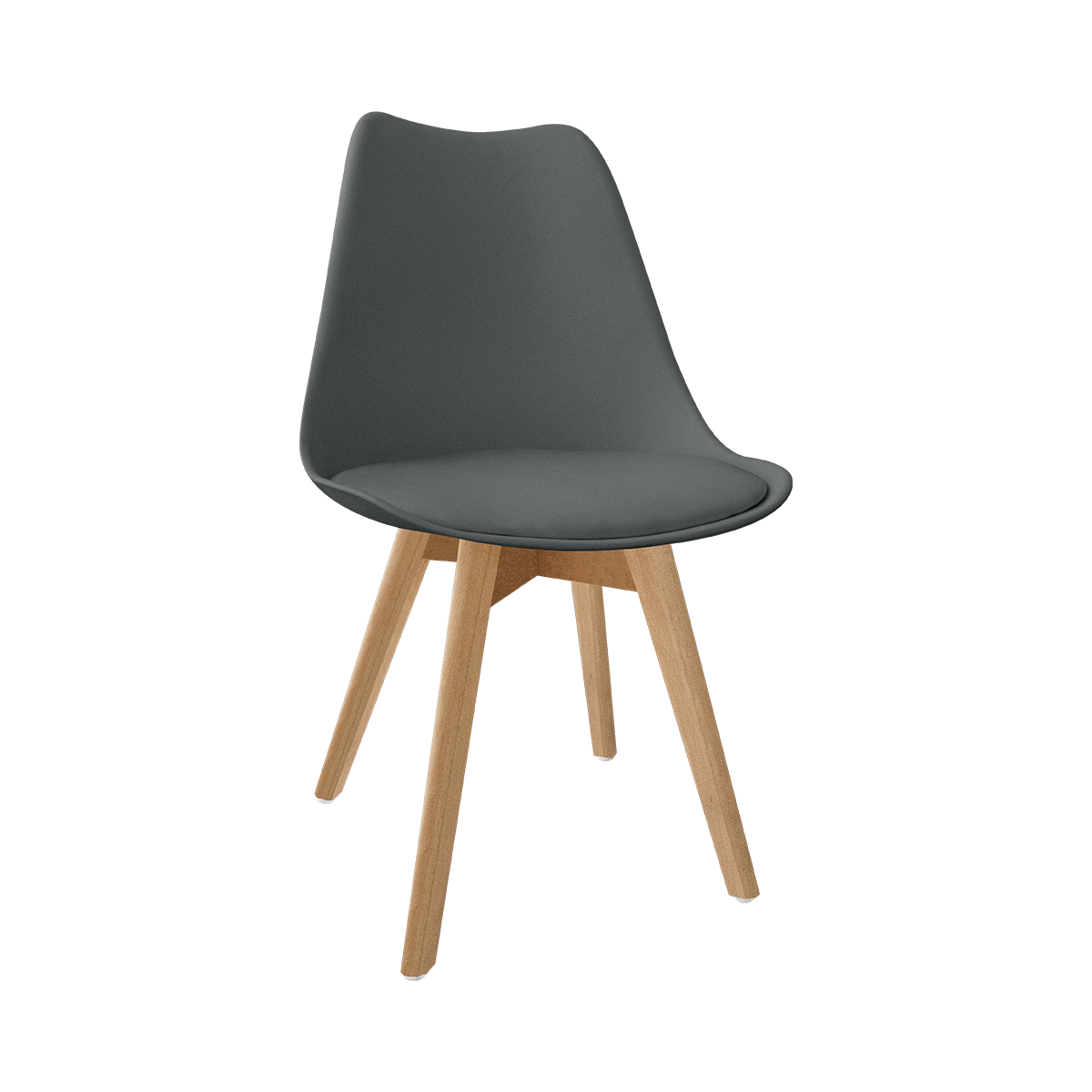 Silla Tulip Minimalista Moderna Comedor Acolchonada Color Gris Oscuro