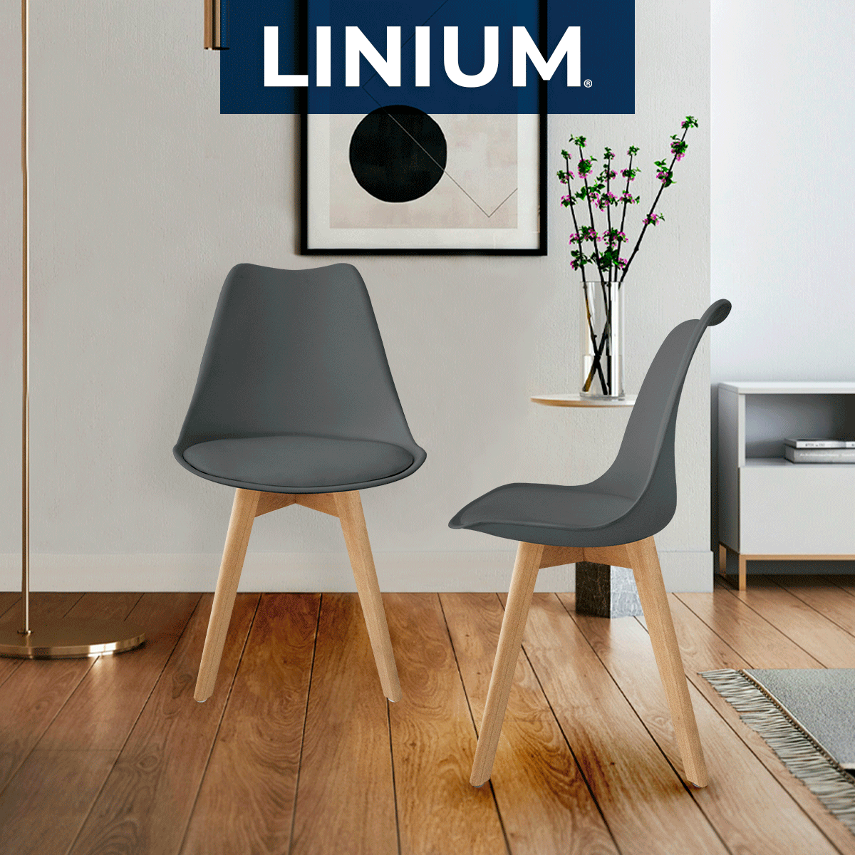 Foto 4 pulgar | Silla Tulip Minimalista Moderna Comedor Acolchonada Color Gris Oscuro