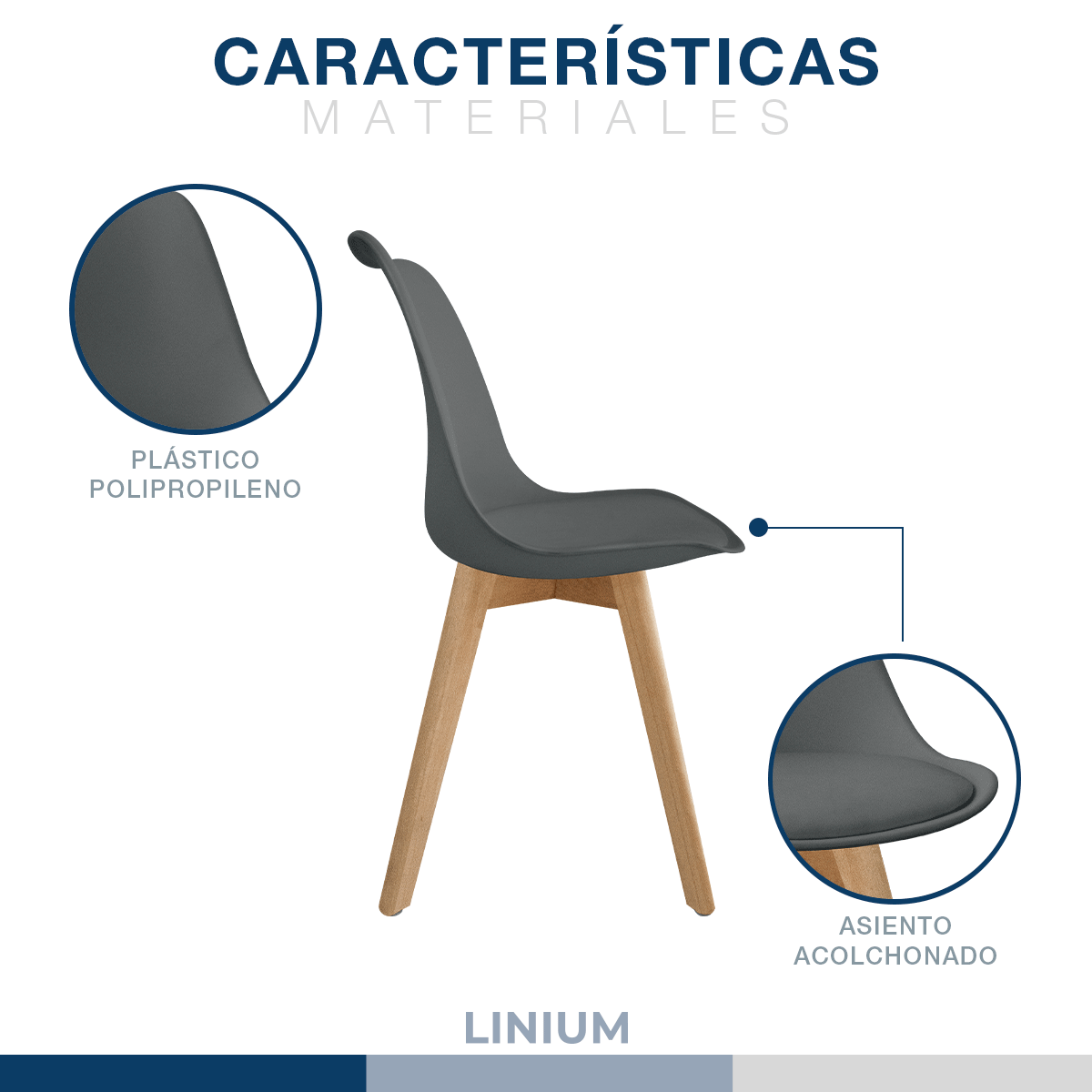 Foto 5 pulgar | Silla Tulip Minimalista Moderna Comedor Acolchonada Color Gris Oscuro