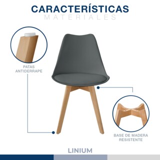 Foto 5 | Silla Tulip Minimalista Moderna Comedor Acolchonada Color Gris Oscuro