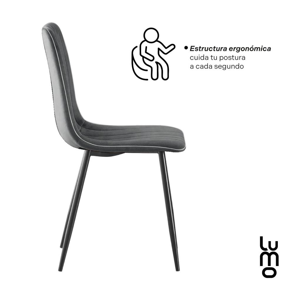 Foto 5 pulgar | Set 2 Sillas Comedor Velvet Tapizada Terciopelo Sala Eames