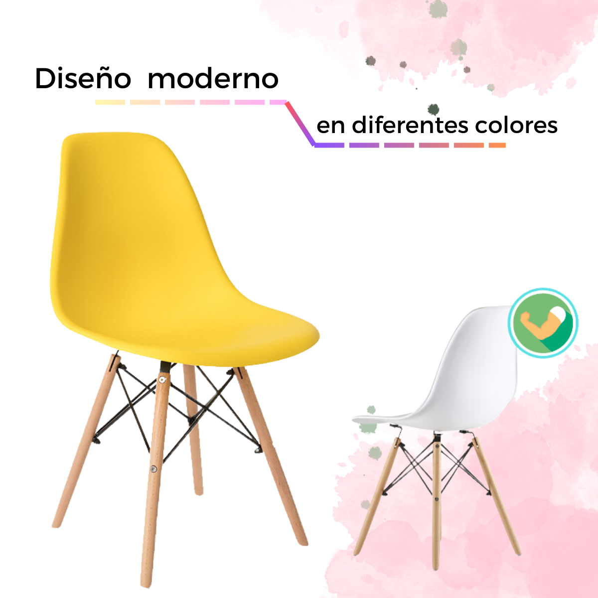 Foto 4 pulgar | Set De 4 Sillas Estilo Eames Comedor Moderna Komfort