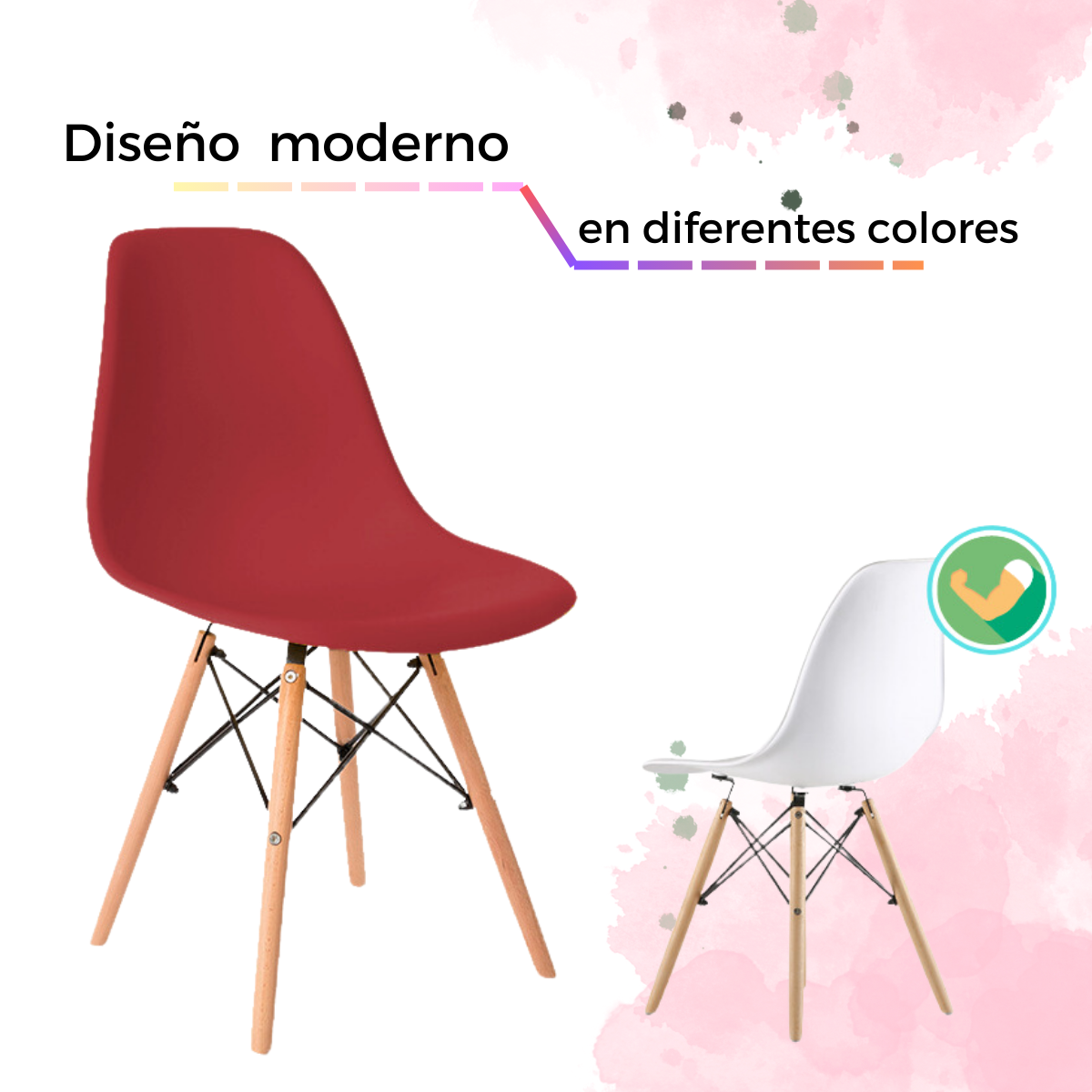 Foto 4 pulgar | Set De 4 Sillas Estilo Eames Comedor Moderna Komfort