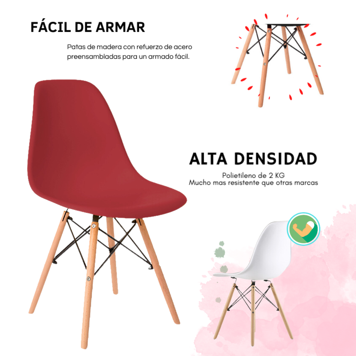 Foto 4 | Set De 4 Sillas Estilo Eames Comedor Moderna Komfort