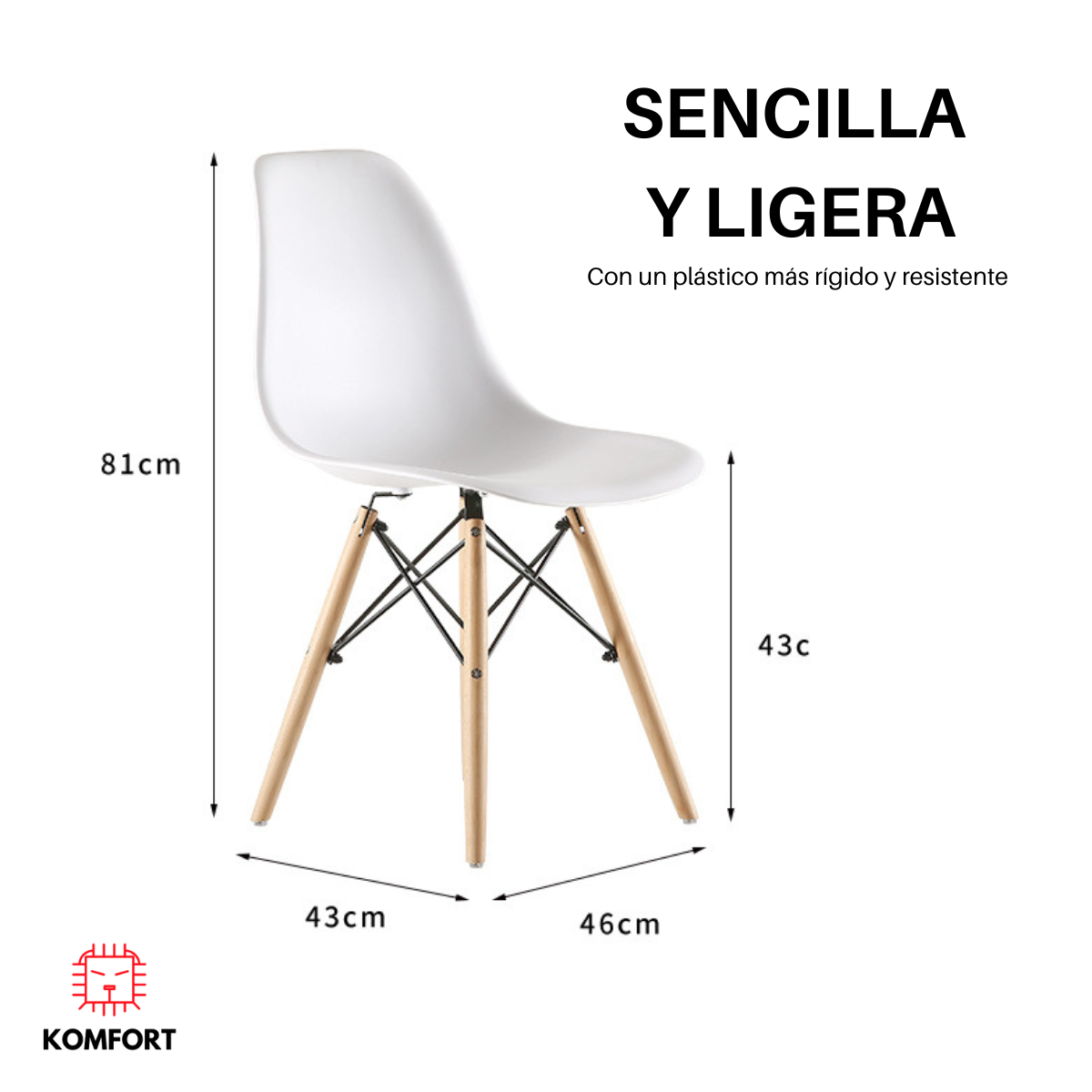 Foto 5 | Set De 4 Sillas Estilo Eames Comedor Moderna Komfort
