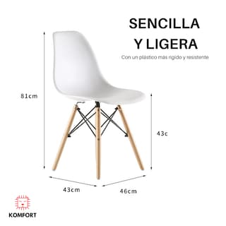 Foto 5 | Set De 4 Sillas Estilo Eames Comedor Moderna Komfort