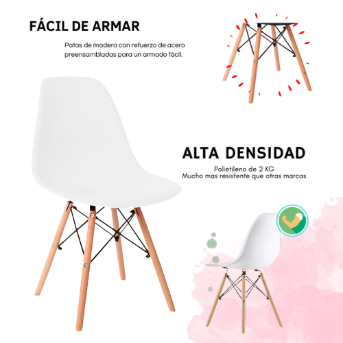 Foto 5 pulgar | Set De 4 Sillas Estilo Eames Comedor Moderna Komfort