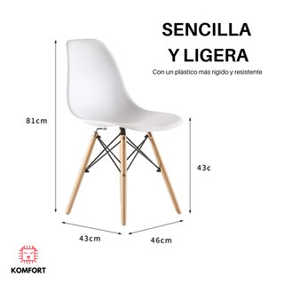 Foto 5 | Set De 4 Sillas Estilo Eames Comedor Moderna Komfort
