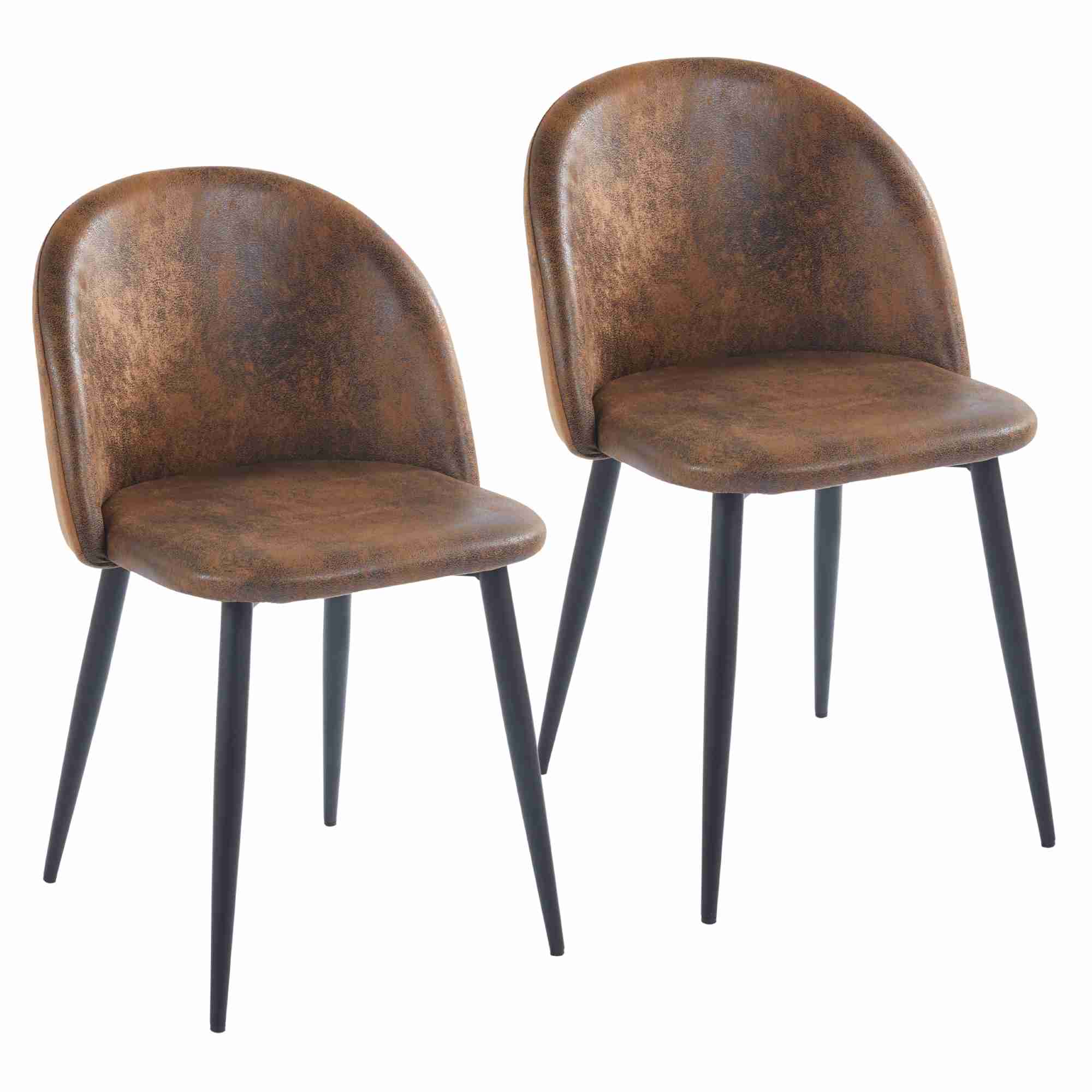 Set De 2 Sillas De Piel Elly En Color Café - Elegancia Y Confort