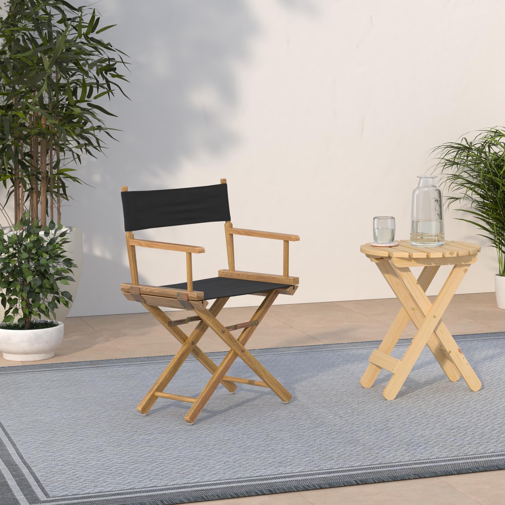 Foto 2 | Silla Casual Home Director's 18 Con Estructura Natural De Lona Negra - Venta Internacional.