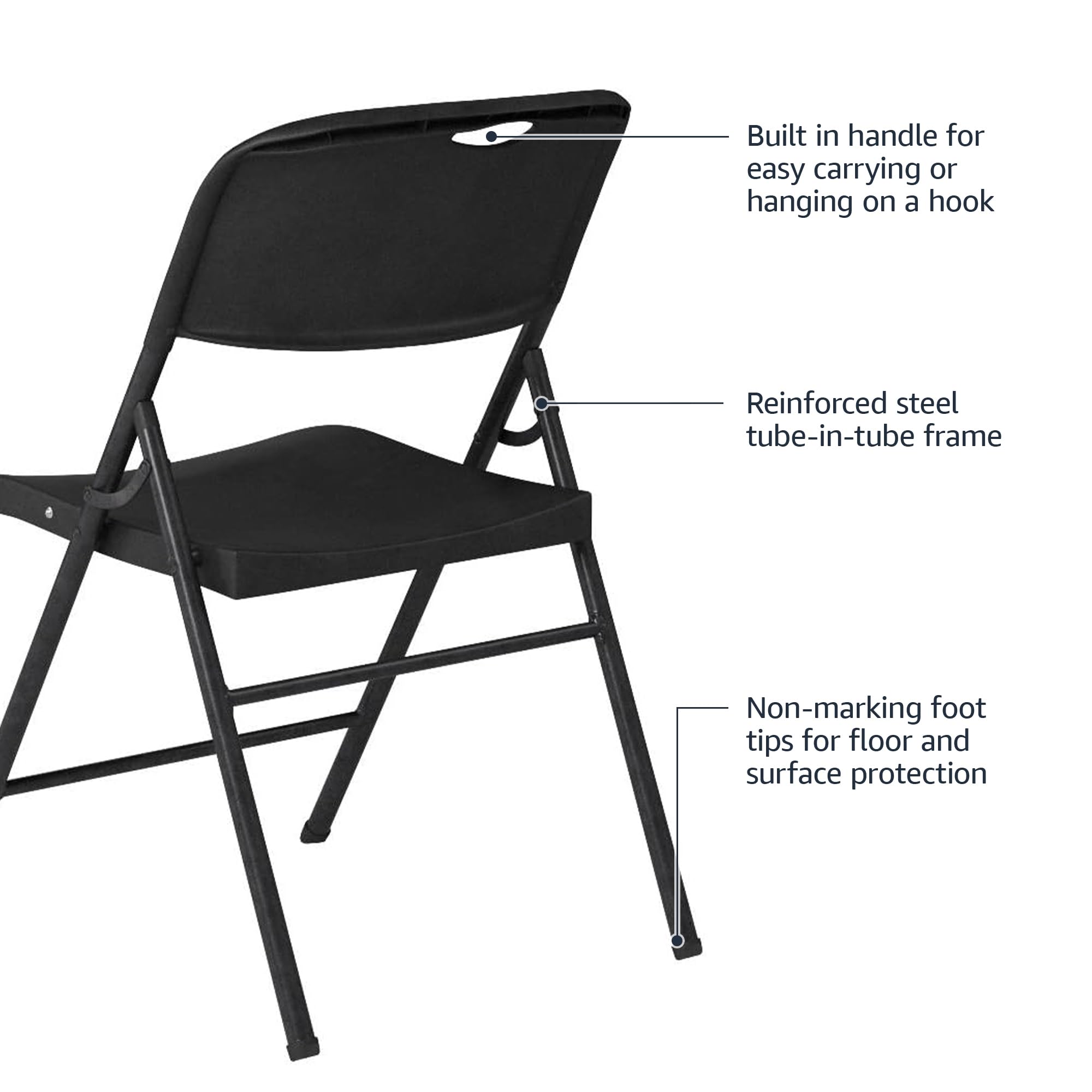 Foto 4 pulgar | Silla Plegable De Plástico Amazon Basics, Capacidad De 350 Libras, Paquete De 2 - Venta Internacional.