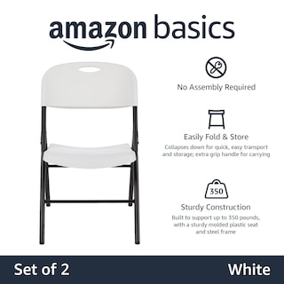 Foto 2 | Silla Plegable Amazon Basics, Portátil, Plegable, De Plástico, Paquete De 2 - Venta Internacional.
