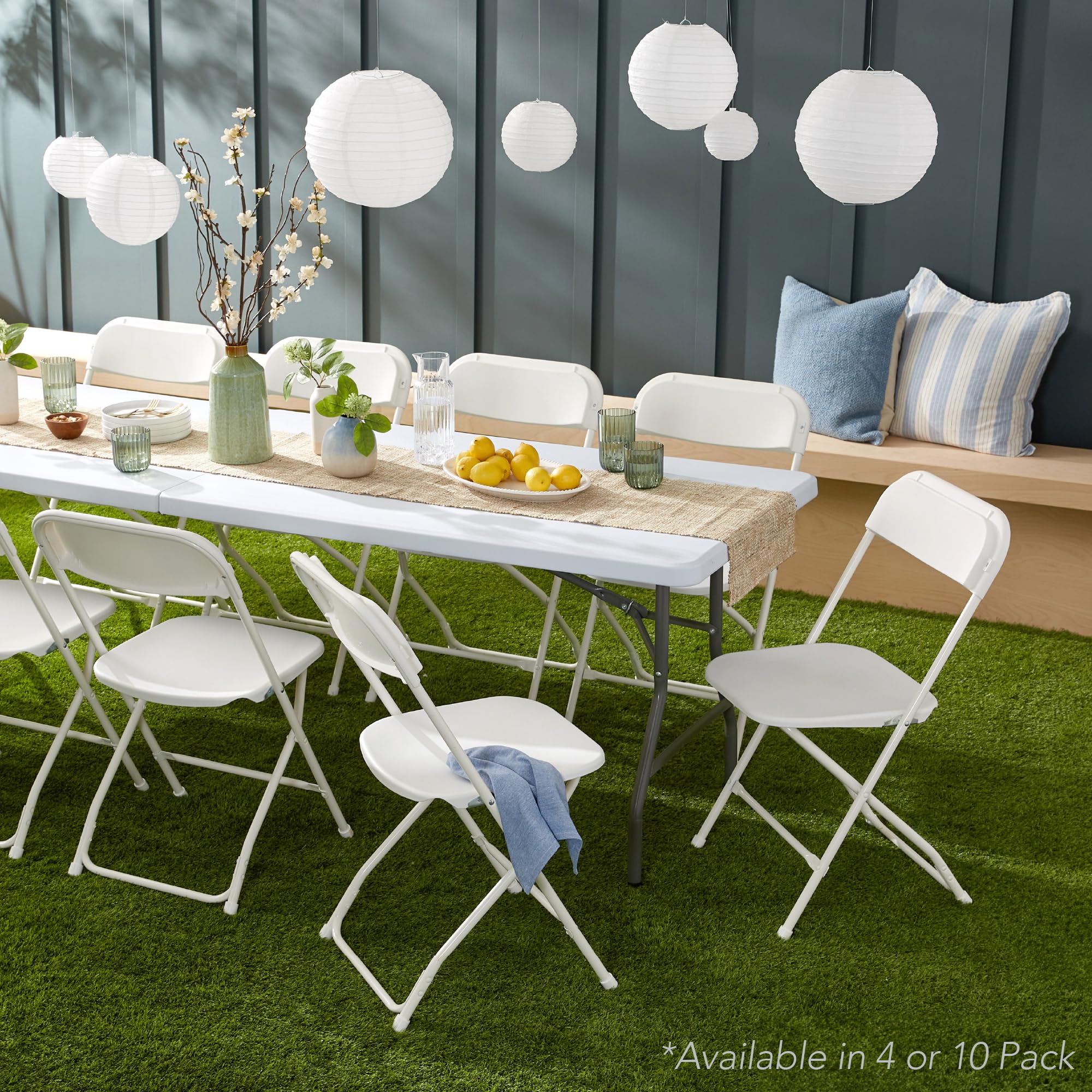 Foto 4 pulgar | Juego De 10 Sillas Plegables De Plástico Best Choice Products, Color Blanco - Venta Internacional.