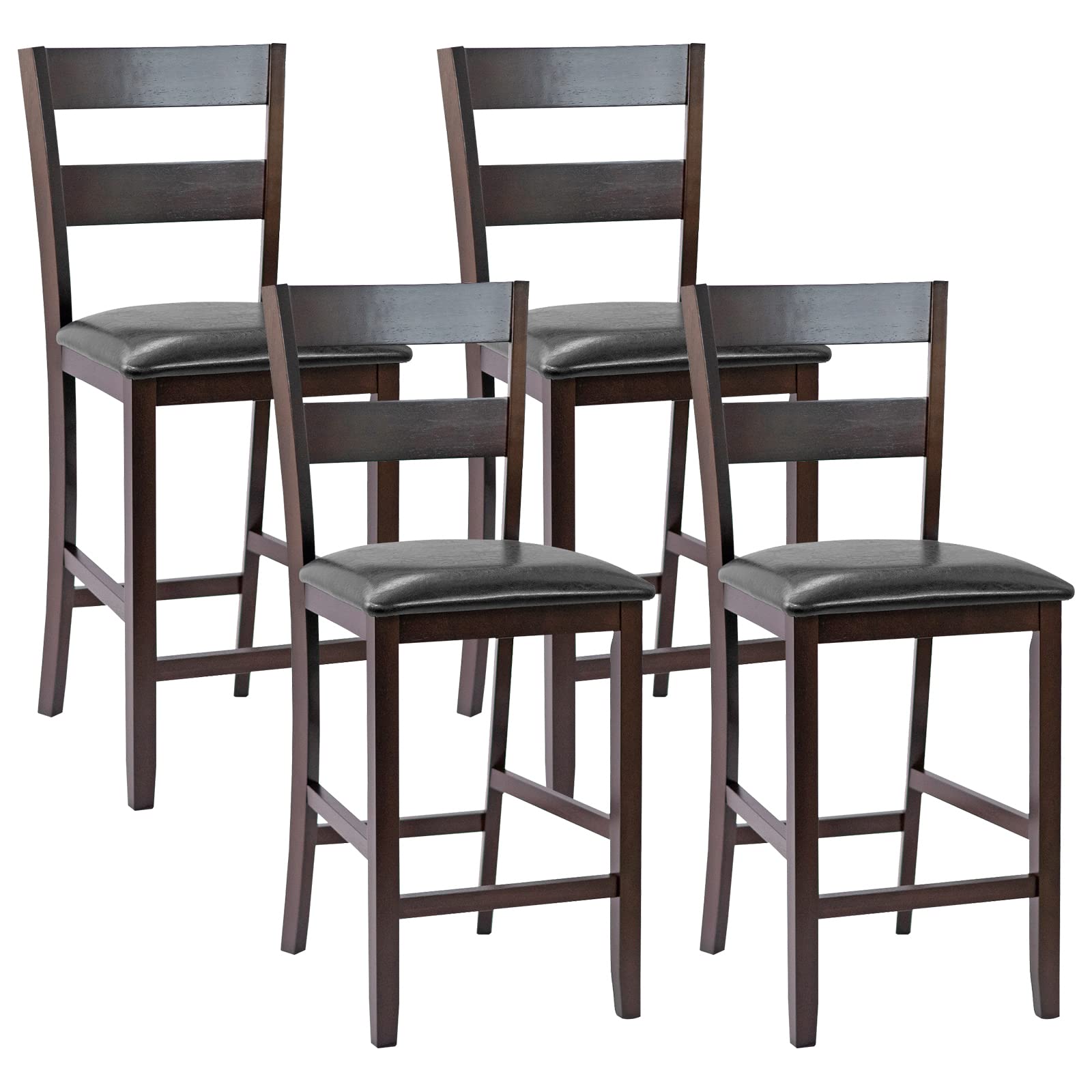 Foto 2 pulgar | Juego De 4 Taburetes De Bar Costway, Altura De Mostrador De 64 Cm Con Asiento Acolchado - Venta Internacional.