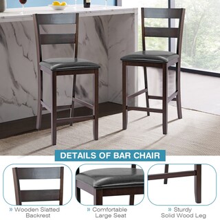 Foto 5 | Juego De 4 Taburetes De Bar Costway, Altura De Mostrador De 64 Cm Con Asiento Acolchado - Venta Internacional.
