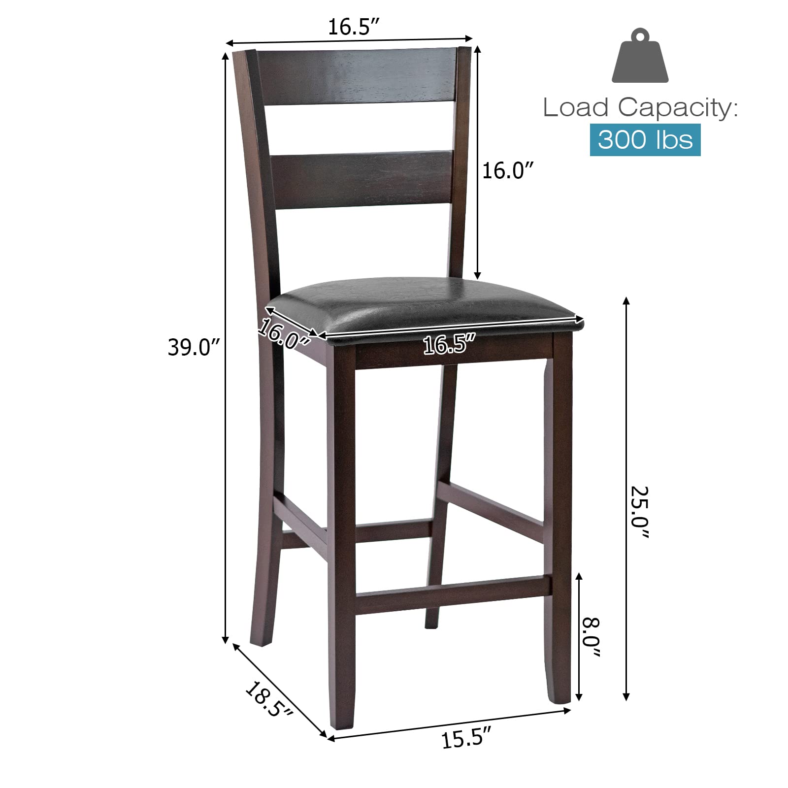 Foto 7 | Juego De 4 Taburetes De Bar Costway, Altura De Mostrador De 64 Cm Con Asiento Acolchado - Venta Internacional.
