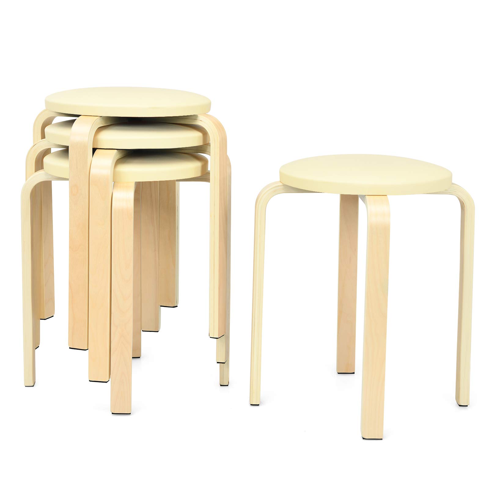 Foto 2 pulgar | Taburetes Stack Costway Bentwood, Paquete De 4, Con Tapa De Piel Sintética De 47 Cm - Venta Internacional.