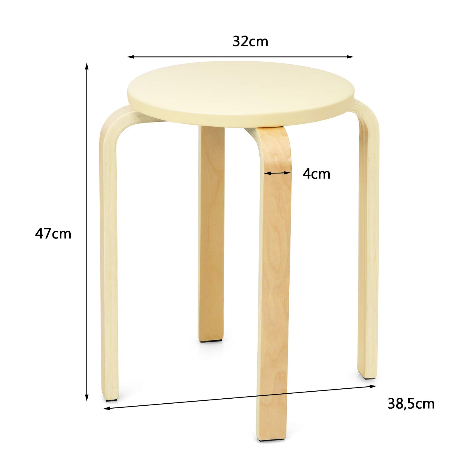 Foto 6 pulgar | Taburetes Stack Costway Bentwood, Paquete De 4, Con Tapa De Piel Sintética De 47 Cm - Venta Internacional.
