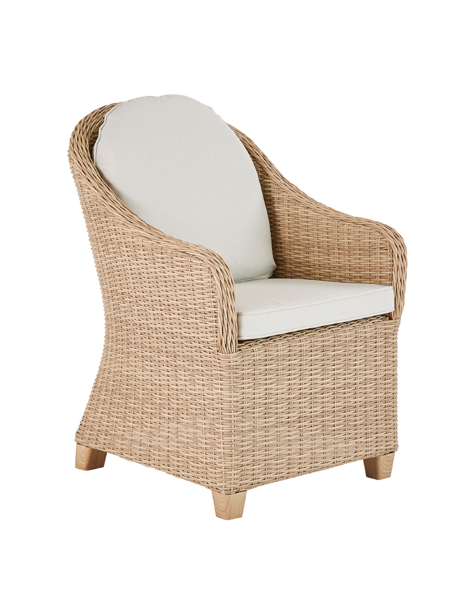 Naterial Sillón Tipo Ratán Con Cojín Y Descansabrazos Aptos Para Exterior, Modelo Medena