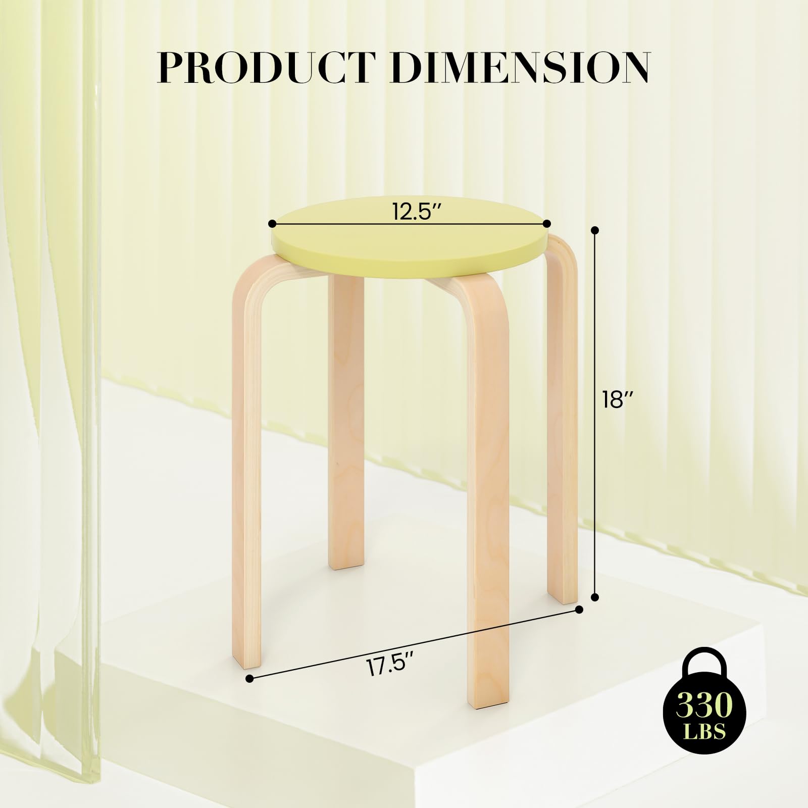 Foto 6 | Juego De 4 Taburetes Apilables De Madera Curvada Costway, 45 Cm De Altura - Venta Internacional.