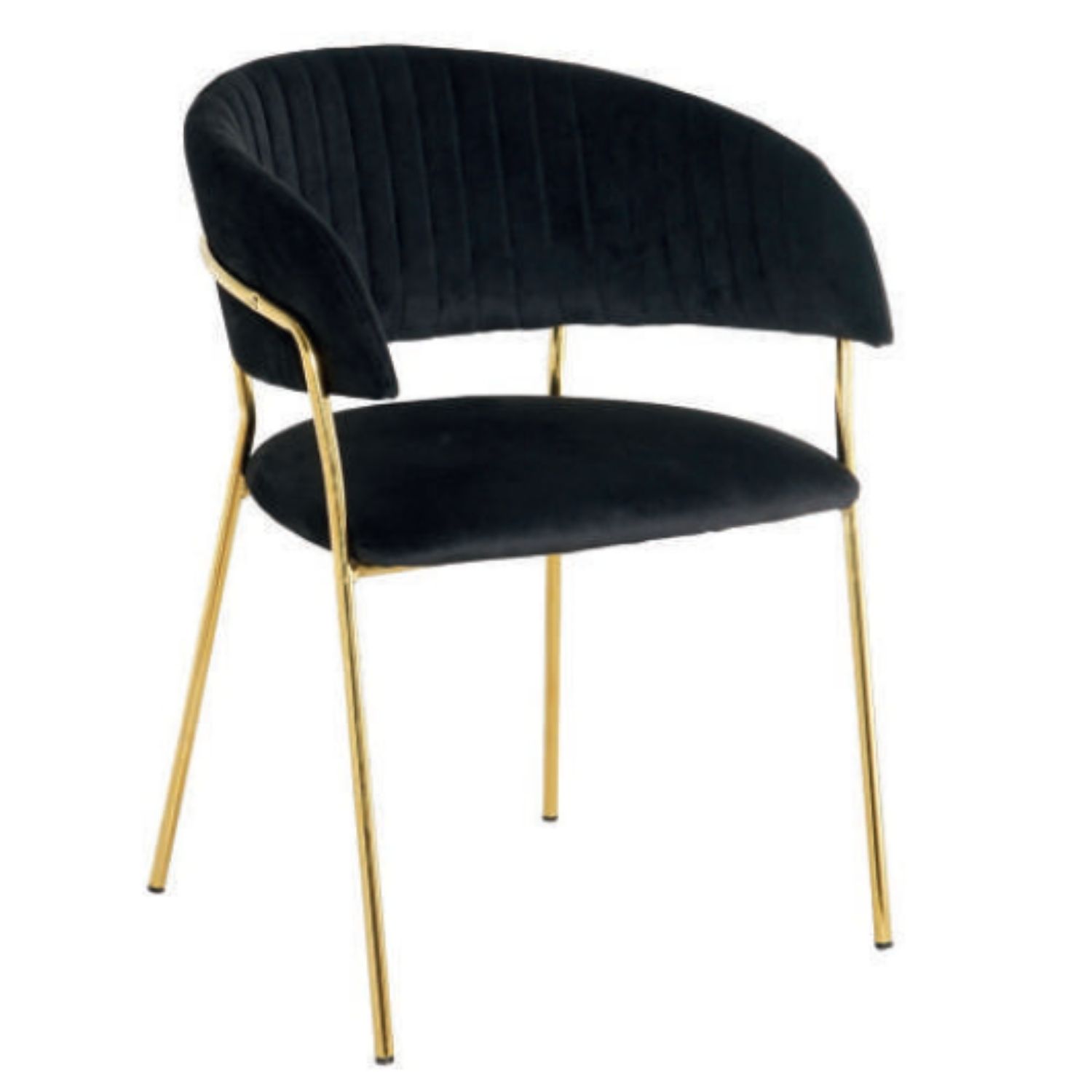Silla Pau Velvet Negro Patas Gold Np
