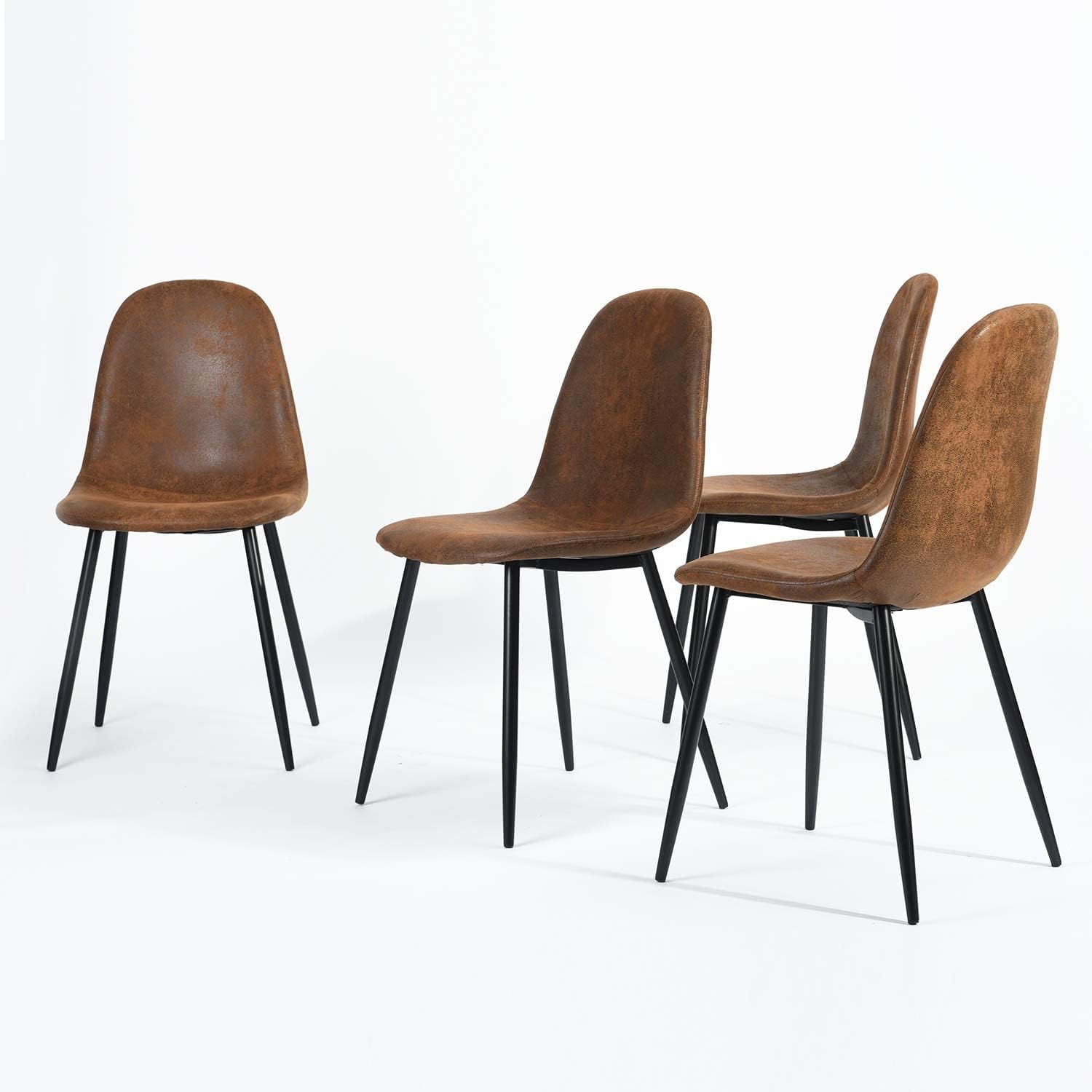 Foto 1 | Silla de Comedor Furniturer Charlton Marrón 4 Piezas