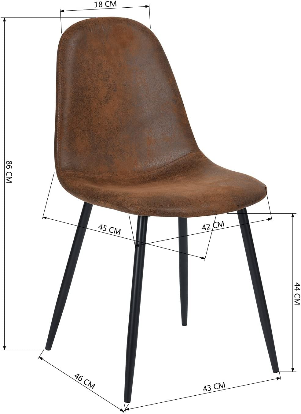 Foto 4 pulgar | Silla de Comedor Furniturer Charlton Marrón 4 Piezas