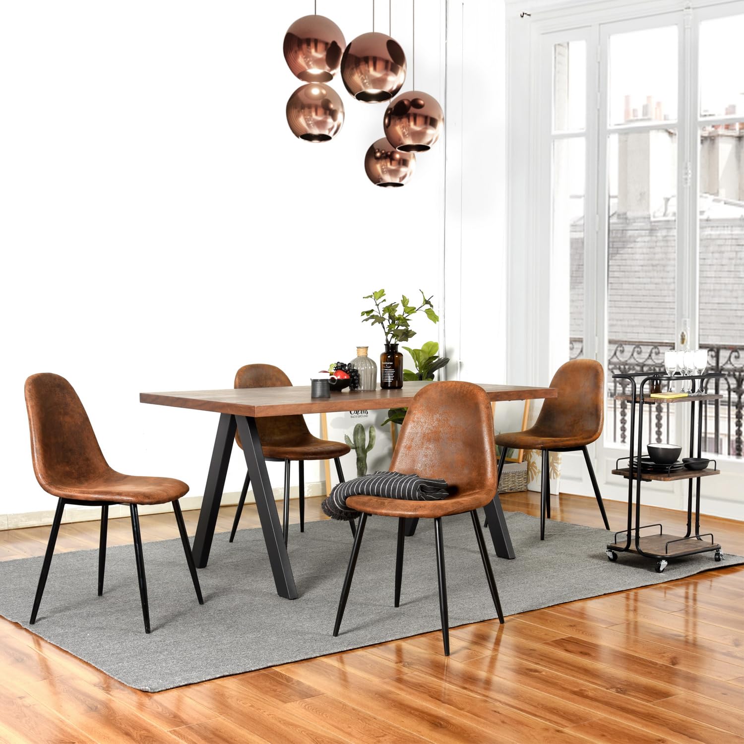 Foto 5 pulgar | Silla de Comedor Furniturer Charlton Marrón 4 Piezas