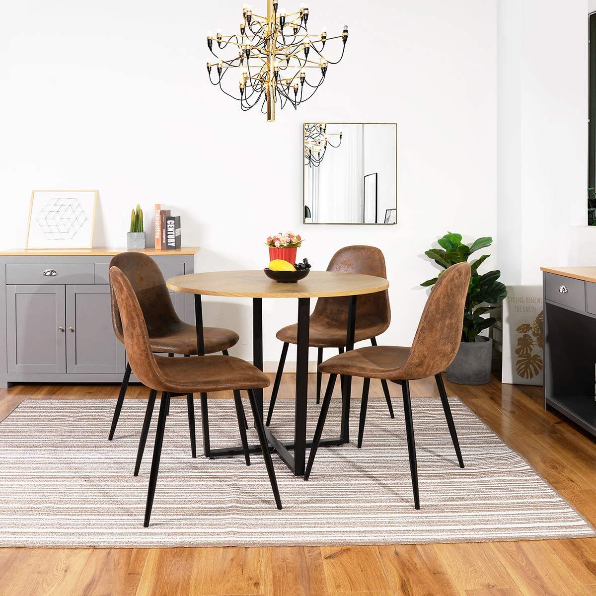 Foto 7 pulgar | Silla de Comedor Furniturer Charlton Marrón 4 Piezas