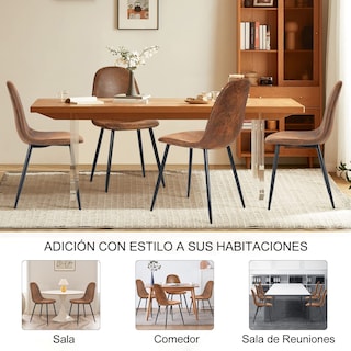 Foto 8 | Silla de Comedor Furniturer Charlton Marrón 4 Piezas