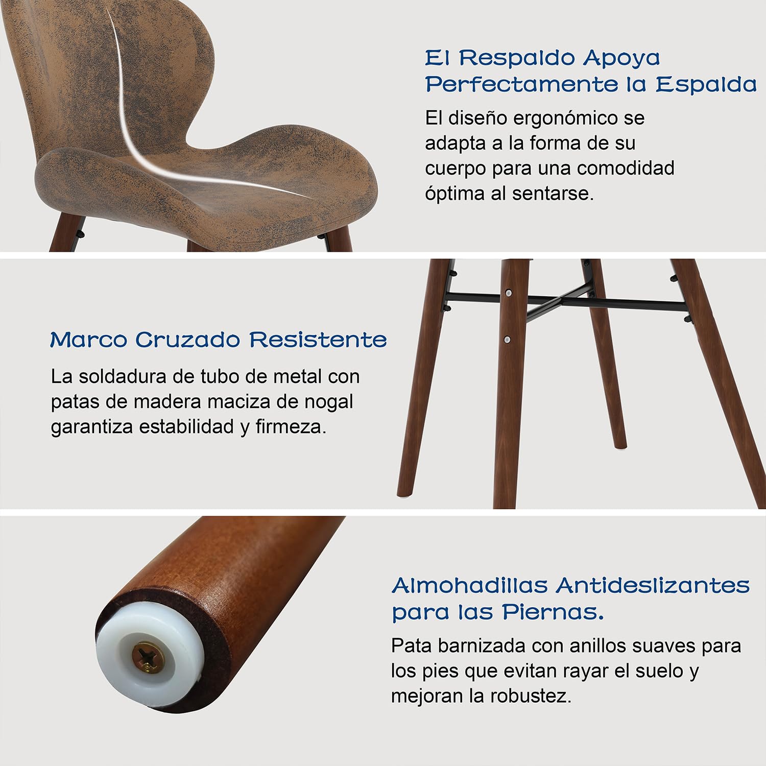 Foto 7 pulgar | Silla De Comedor Furniturer Juli Marrón 48 X 40 X 78 Cm