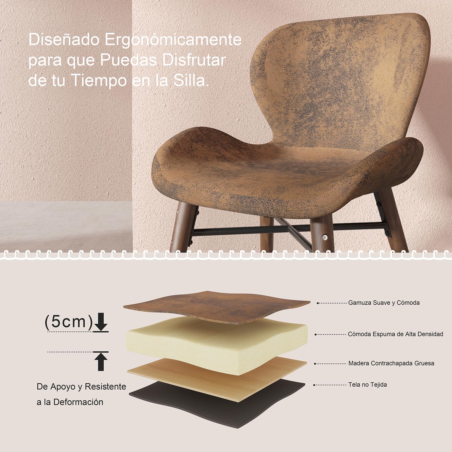 Foto 8 pulgar | Silla De Comedor Furniturer Juli Marrón 48 X 40 X 78 Cm